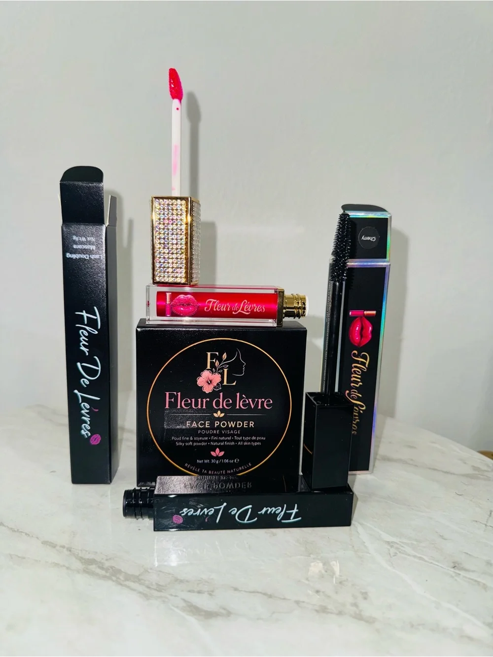 New Balance Fleur de Lèvre Pink Lip Gloss & Black Mascara Set